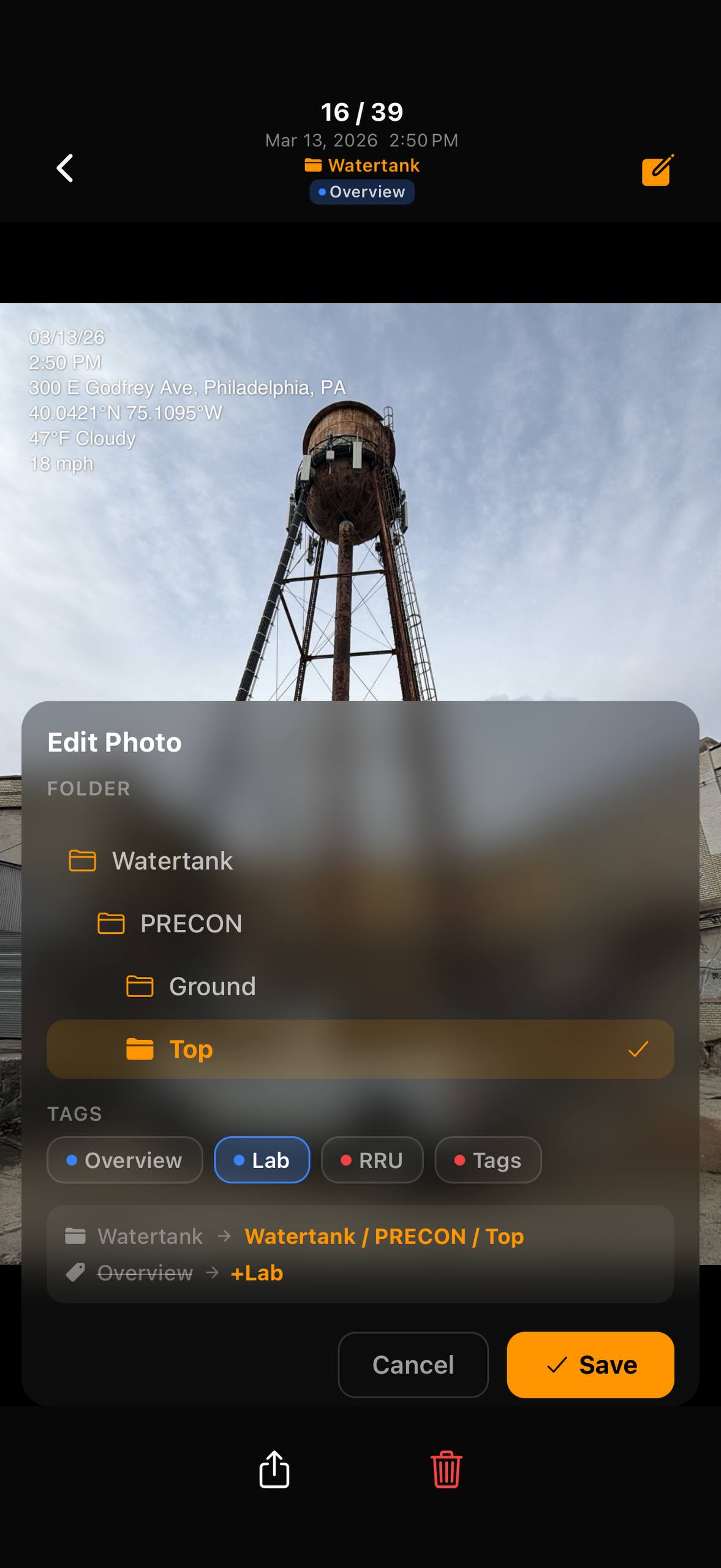 Quick edit and move photos